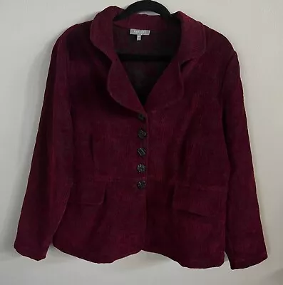 Habitat Jacket Women Medium Burgundy Button Velour Tapestry • $34.95