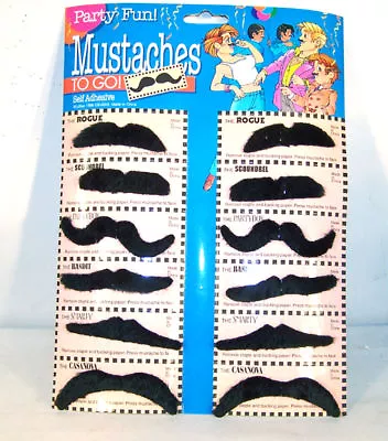 24 BLACK FAKE MUSTACHE Trick Dress Up Costumes Wig Joke PLAY DRESSUP FACE HAIR  • $28.74