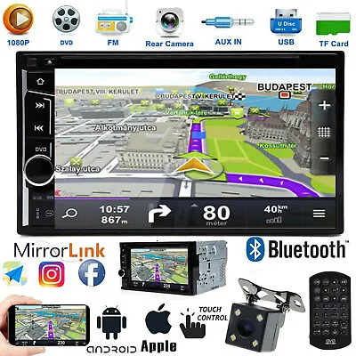 2DIN Car STEREO DVD FM USB MIRROR LINK FOR GPS RADIO BLUETOOTH W/ BACK UP CAMERA • $90.60