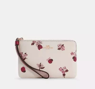 Brand New Authentic Coach Ladybug Floral Print Wristlet • $99.99