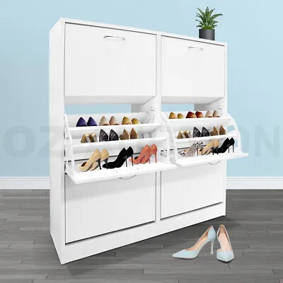 $169.95 • Buy Shoe Cabinet Shoes Storage Rack Organiser Wooden Shelf 54 Pairs 6 Compartment WH