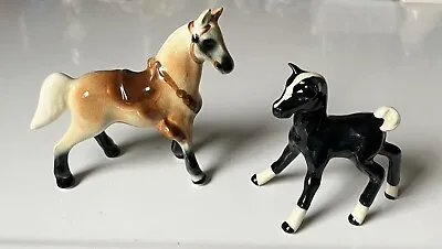 Vintage Ceramic Porcelain Horse Figurines Made In Japan Brown & Black • $8