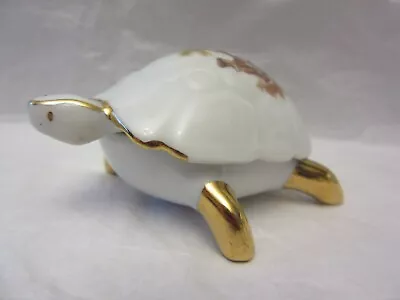 VTG LIMOGES CASTEL FRANCE TURTLE Shape Trinket Box PORCELAIN Signed • $15