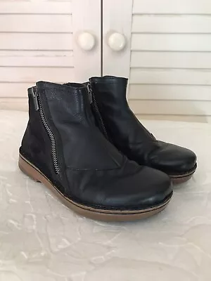 NAOT Boots Spello Leather/Nubuck Side Zip Cushion Footbed Black Sz 36/5.5 • $50