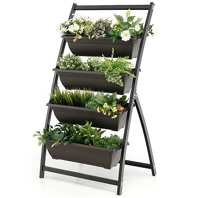 124CM Vertical Raised Garden Bed 4-Tier Elevated Planter Box W/4 Container Boxes • £54.95