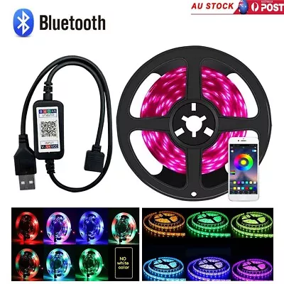 USB RGB LED Strip Lights 1M-5M 5050 SMD Bluetooth Controller Music Sync Powered • $7.02