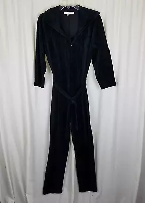 Vintage Victorias Secret One Piece Black Velour Jumpsuit Catsuit Romper Womens S • $65.59