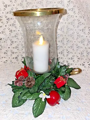 $24.99 • Buy Vintage MCM Brass Candle Holder Hurricane Chimney Wedding Christmas Decor