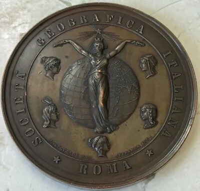 $350 • Buy 1881 Italy Societa Geografica Italiana First Place Award Bronze Medal