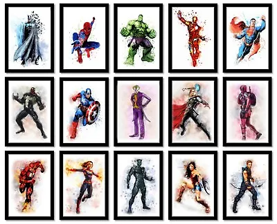 Superhero Marvel Characters Children's Bedroom Poster Birthday Gift A4 Frameless • £3.90