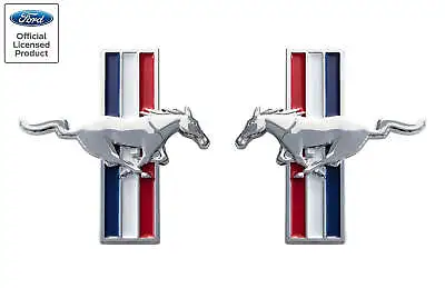 2005-2014 Ford Mustang LARGE Chrome Running Horse Tribar Fender Emblems Pair • $29.95