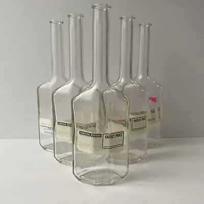 (6) Unique Shape Corning Revere Mod Dep 10cl Clear Narrow Neck Glass Bottles • $16