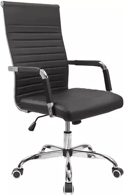 Office Desk Chair Mid-Back PU Leather Executive Conference Swivel Chair With Arm • $97.76