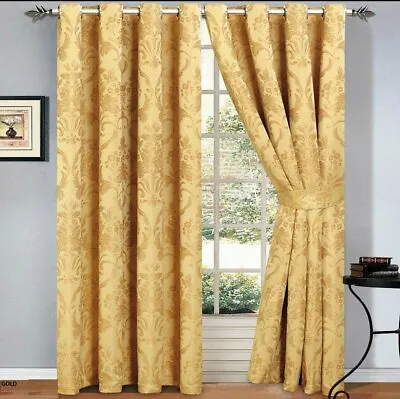 Pair Of Jacquard Ring Top Eyelet Curtains Fully Lined OR Cushion Covers • £33.99