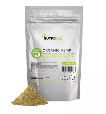 2lb 100% Pure Organic Hemp Protein Powder 50% Isolate NonGMO High Fiber  • $31.95