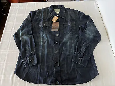 NWT!! Smoke Rise Men’s Sz XXL  Blue Camo Denim Cotton Shirt Jacket TS3 • $49.99