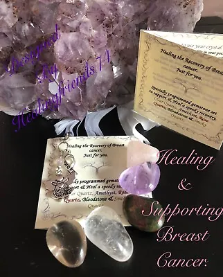 Breast Cancer Recovery & Support. Healing Crystal Gemstone Set. Chakra Gift. • £7.99