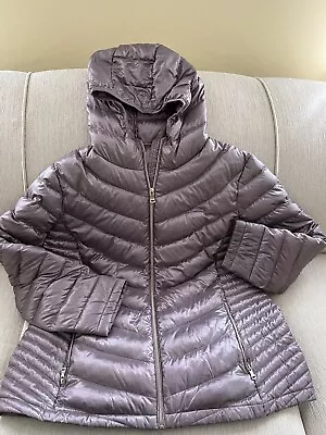 Calvin Klein Packable 90% Down Filled Jacket Size 1-2x Taupe Hooded. EUC.  • $15