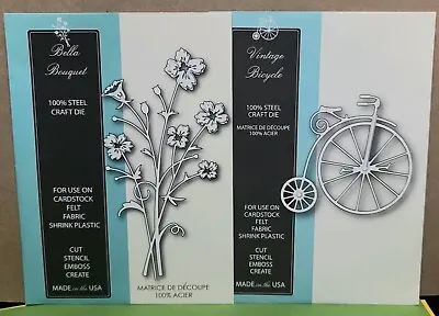 Memory Box Metal Cutting Die LOT Of 2 Bella Bouquet 98482 Vintage Bicycle 98484 • $21.49