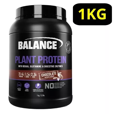 Balance Plant Protein Powder 1KG - Chocolate W/ BCAAs Glutamine P21.4g* Vegan • $57.20