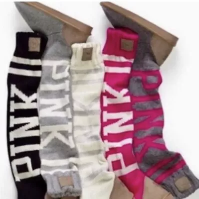 Victoria Secret Pink SWEATER KNEE HIGH SOCK SLIPPER MUKLUK BOOT Large Black • $85