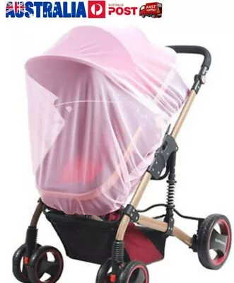 Pink Insect Fly Cover Mosquito Net Sun Dust Protect Mesh Pram Stroller * • $5.99