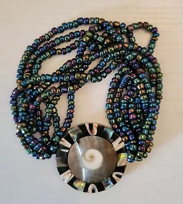 Vibrante Colored Abalone Shell Mosaic Beaded Multi-Strand Fashion  Bracelet • $23