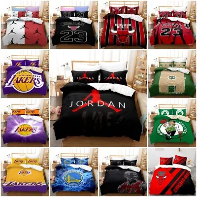 3D Basketball Jordan Kobe Lakers Duvet Cover Bedding Set Single Double Gift UK • £20.99