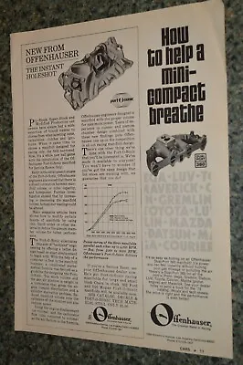 ★★1973 Offenhauser Port O Sonic Intake Manifold Original Advertisement Ad 73 • $9.99
