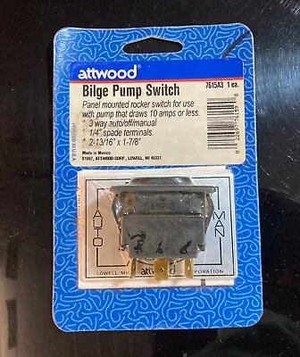 Attwood 3-Way Auto/Off/Manual Bilge Pump Switch W/ Mounting Plate • $14.99