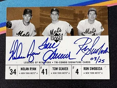 $3499.95 • Buy Nolan Ryan, Tom Seaver, Ron Swoboda 2001 Upper Deck Tri-Combo Signatures /25!
