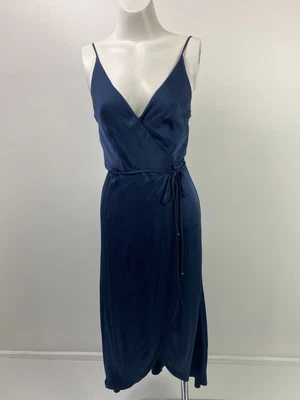 $39.95 • Buy Tigerlily Size 6 Women's Wrap Dress Blue Satin Sexy