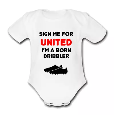 Man@ Utd DRIBBLER Babygrow Baby Vest Grow Bodysuit Football MANCHESTER@ United • $12.43