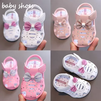 Baby Girls Bow Princess Sandals Party Toddlers Walking Non-slip Slippers UK Size • £10.99