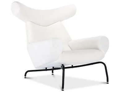 Replica Hans Wegner Ox Chair | Ivory Velvet • $1499