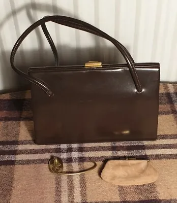 Vintage Waldybag Brown Leather Suede Interior Purse & Table Top Bag Hanger • £39.95