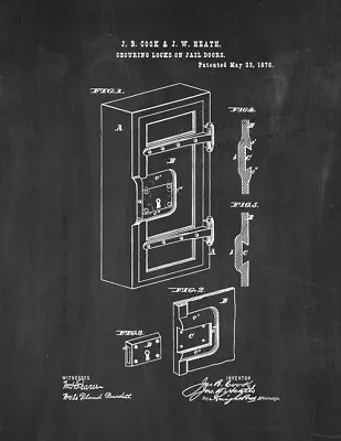 Jail Door Lock Patent Print Chalkboard • $41.96