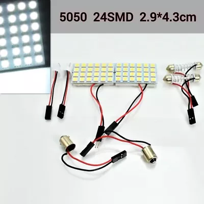 24SMD LED Panel Interior Light T10 194 168 Dome Festoon Bulb BA9S Adapter White • $14.50