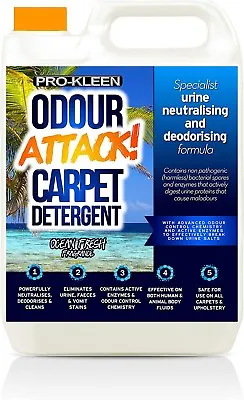£24.95 • Buy Pro-Kleen Odour Attack! Urine Carpet Cleaner Enzyme Shampoo 5L Ocean Fresh