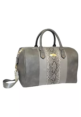 Womans Ladies Luxury Leather Look Bag Holdall Cabin Weekend Overnight Gold Zip • £18.99