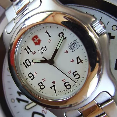 VictorINOX SWISS ARMY+Men ClaSSiC OFFICERS 1884+40mm+White Dial+SS BRACELET=NICE • $218