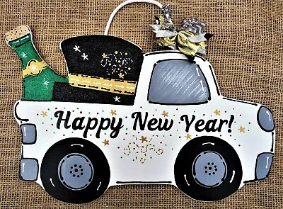 Holographic Glitter HAPPY NEW YEAR Truck SIGN Wall Door Plaque Wreath Addition • $13