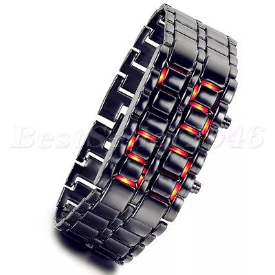 Men's Lava Iron Samurai Metal LED Faceless Bracelet Electronic Wrist Watch New • $12.99