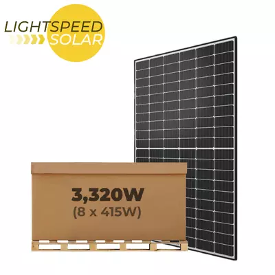 8x 415W 3.3kW 12V/24V/48V Solar PV JA Monocrystalline PERC Panels - UK Delivery • £875