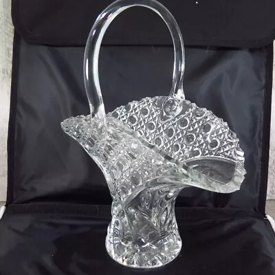 Vintage LE SmithCrystal Clear Glass Wedding Basket 12 1/2  Tall • $25