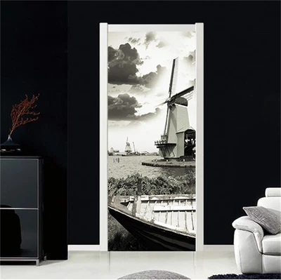 £130.42 • Buy 3D Lake Windmills Door Wall Mural Photo Wall Sticker Decal Wall AJ WALLPAPER AU