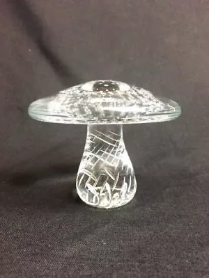 Crystal Rainbow Viking Art Glass Mushroom Paperweight Controlled Bubble Mint • $50