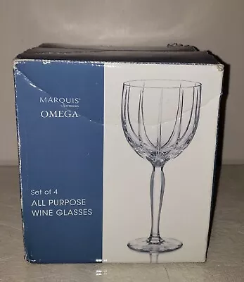 Waterford Marquis Crystal Glasses Omega 8 5/8  Set Of 4 All Purpose Wine Glass • $49.99