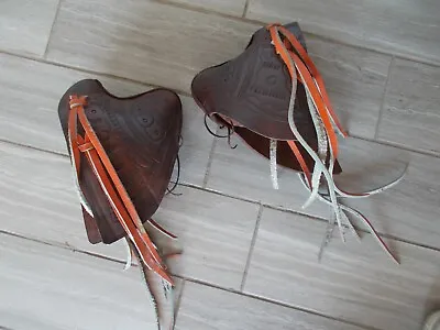 Spanish Tapaderos Mexican~Leather~Metal Horse~Saddle~Stirrups~Western~Paso Fino • $165