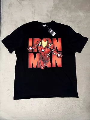 Marvel Iron Man T-shirt Men Large Black Graphic Print Superhero  • £10